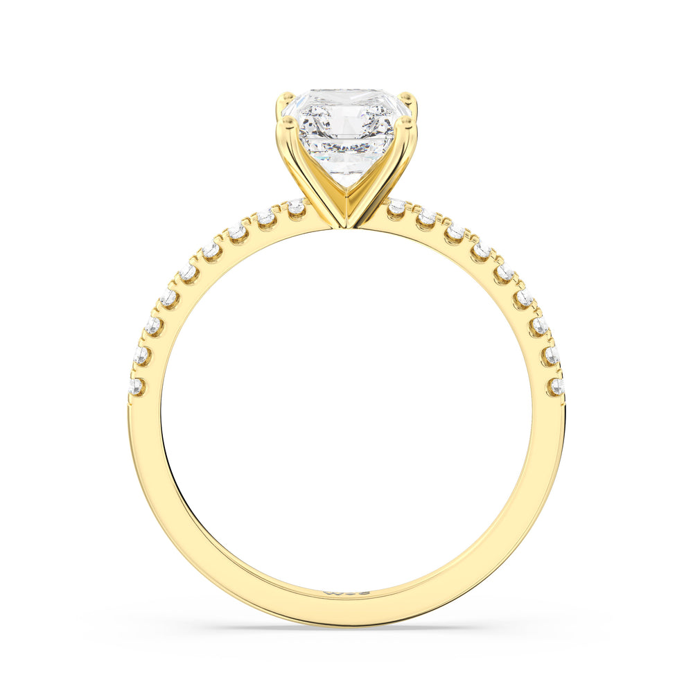 Fine Vela Classic Pave Diamond Engagement Ring with Radiant Cut Diamond in 14KT Yellow Gold view 2
