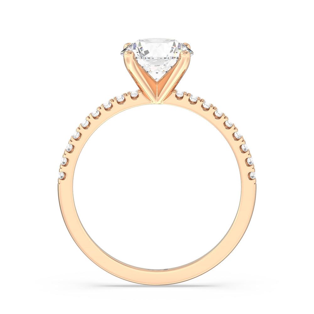 Fine Vela Classic Pave Diamond Engagement Ring with Round Cut Diamond in 14KT Rose Gold view 2
