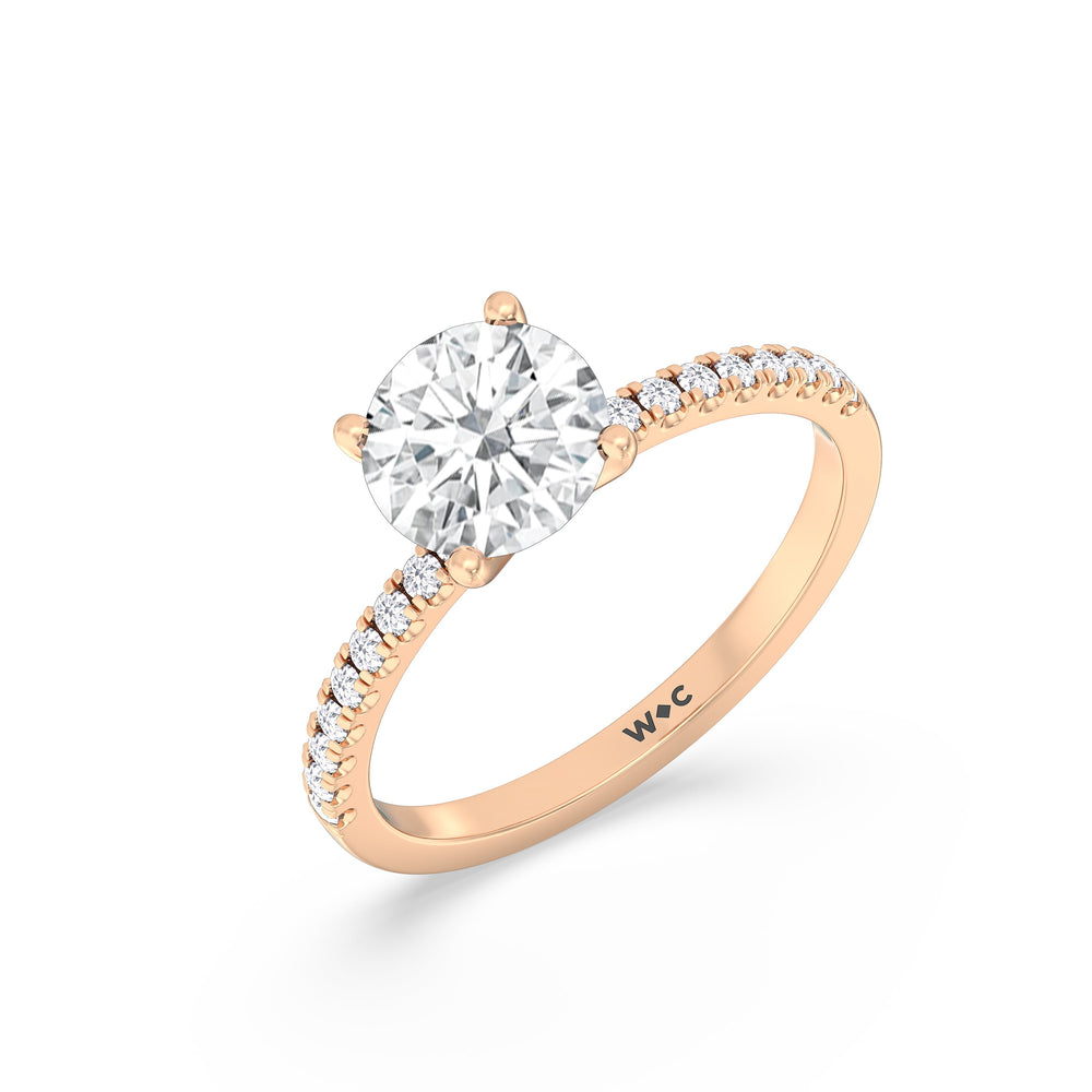 Fine Vela Classic Pave Diamond Engagement Ring with Round Cut Diamond in 14KT Rose Gold view 3
