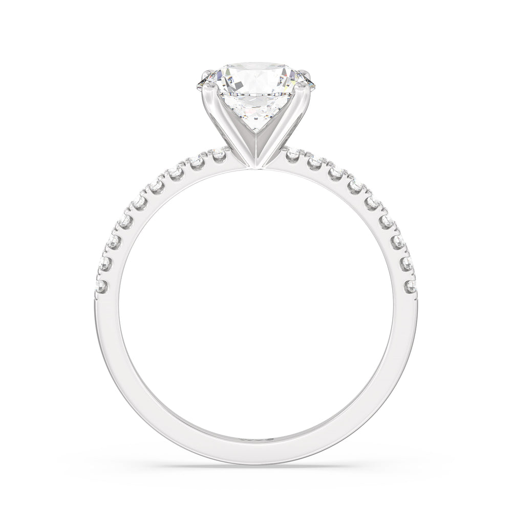 4.25ct Round Fine Vela Classic Pave Diamond Engagement Ring with 4 3/8 Cut Diamond in 14KT Round view 2
