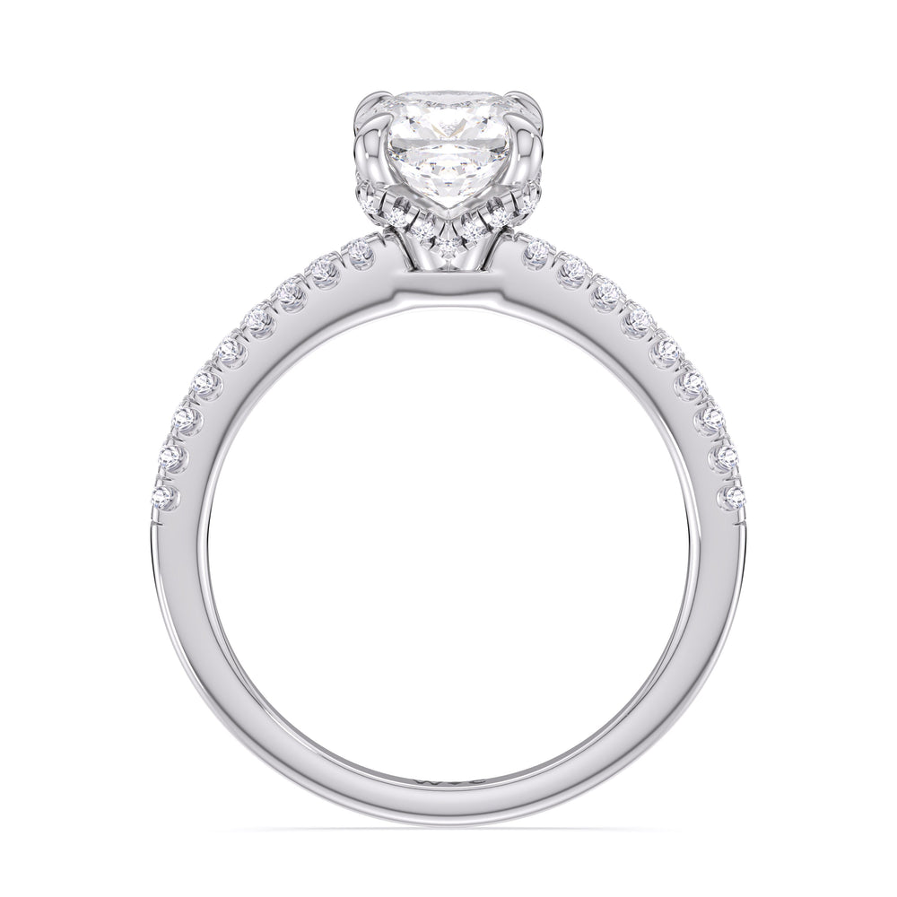 2.95ct Elongated Cushion Fine Chevron Hidden Halo Lab Diamond Engagement Ring with 3 1/5 Cut Diamond in 14KT Elongated Cushion view 2

