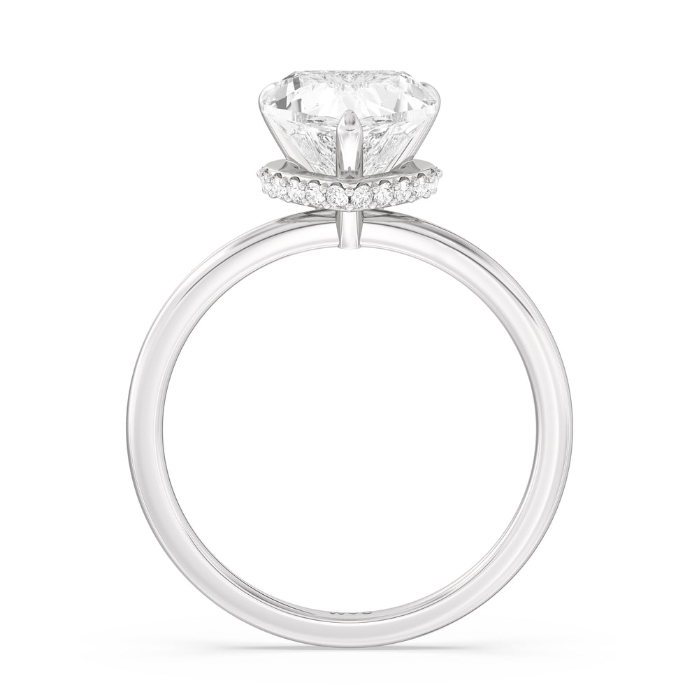 Petite Modern Fine Line Hidden Halo Engagement Ring with Heart Cut Diamond in 14KT Platinum view 2
