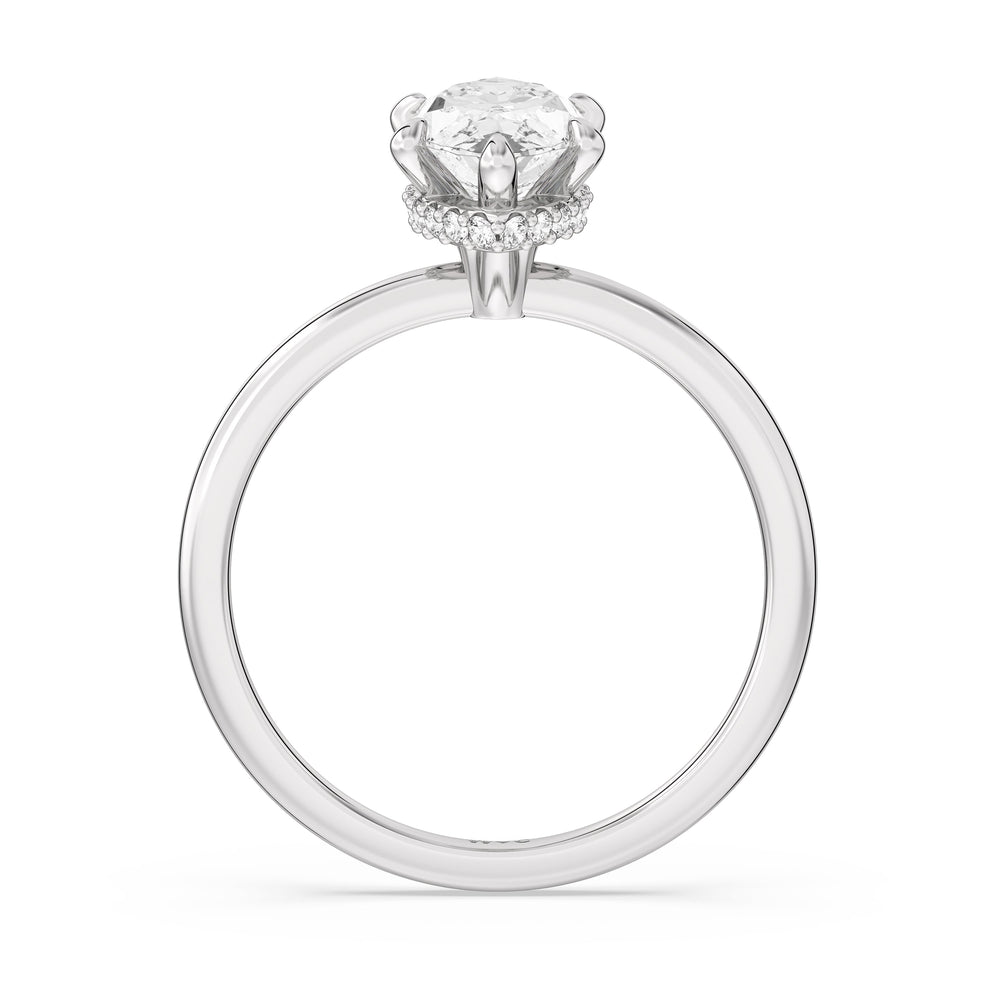 Petite Modern Fine Line Hidden Halo Engagement Ring with Marquise Cut Diamond in 14KT Platinum view 2
