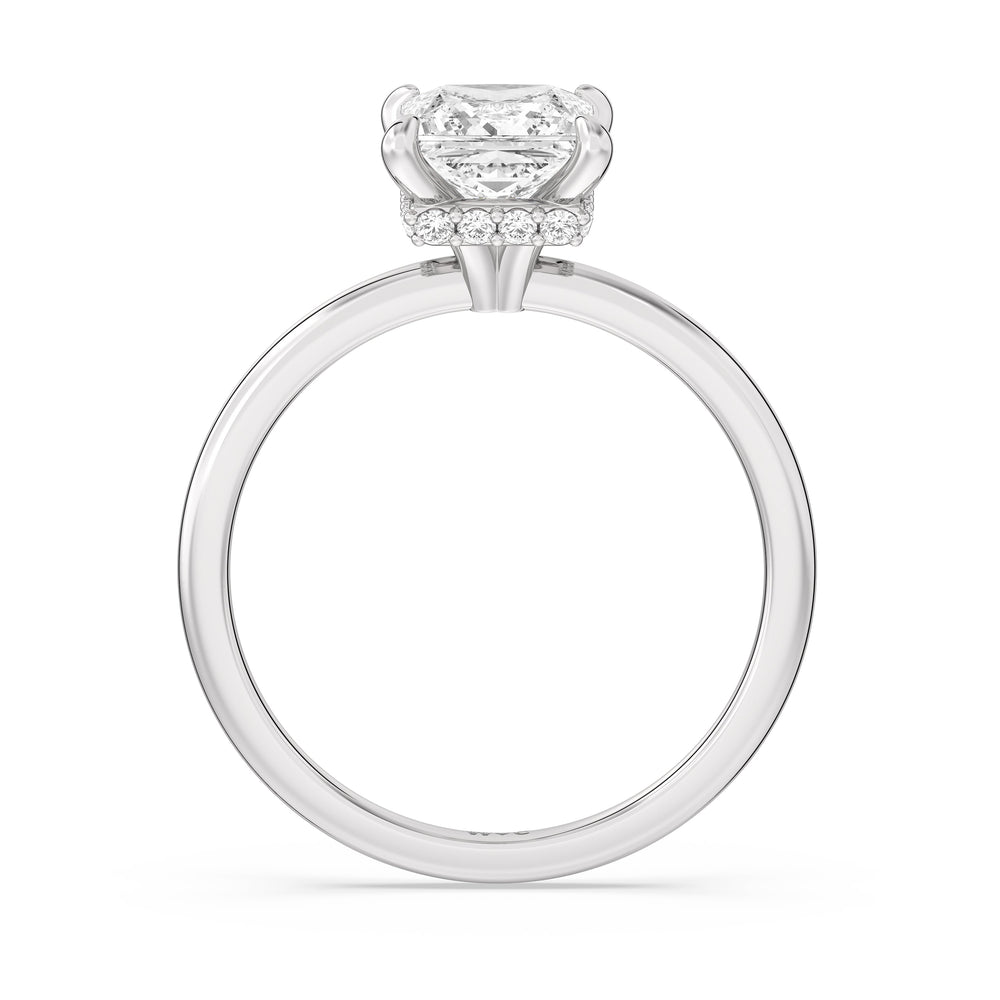 Petite Modern Fine Line Hidden Halo Engagement Ring with Princess Cut Diamond in 14KT Platinum view 2
