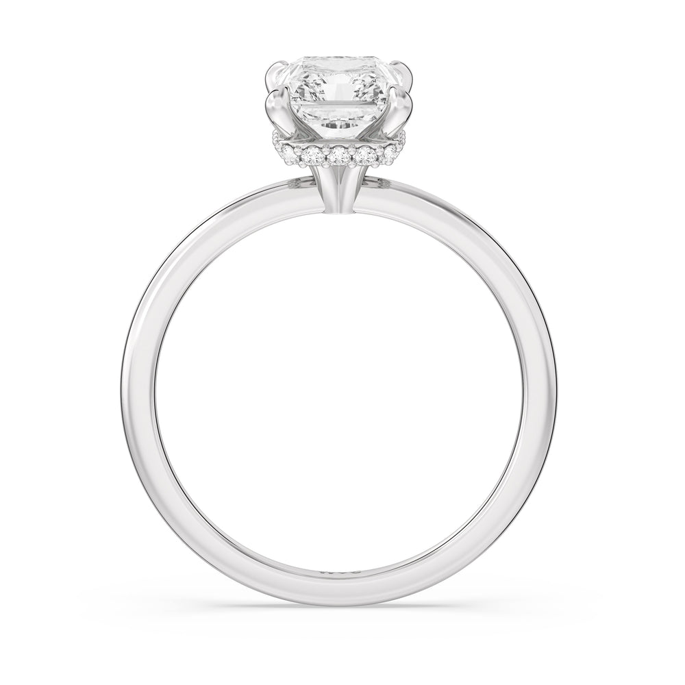 Petite Modern Fine Line Hidden Halo Engagement Ring with Radiant Cut Diamond in 14KT Platinum view 2
