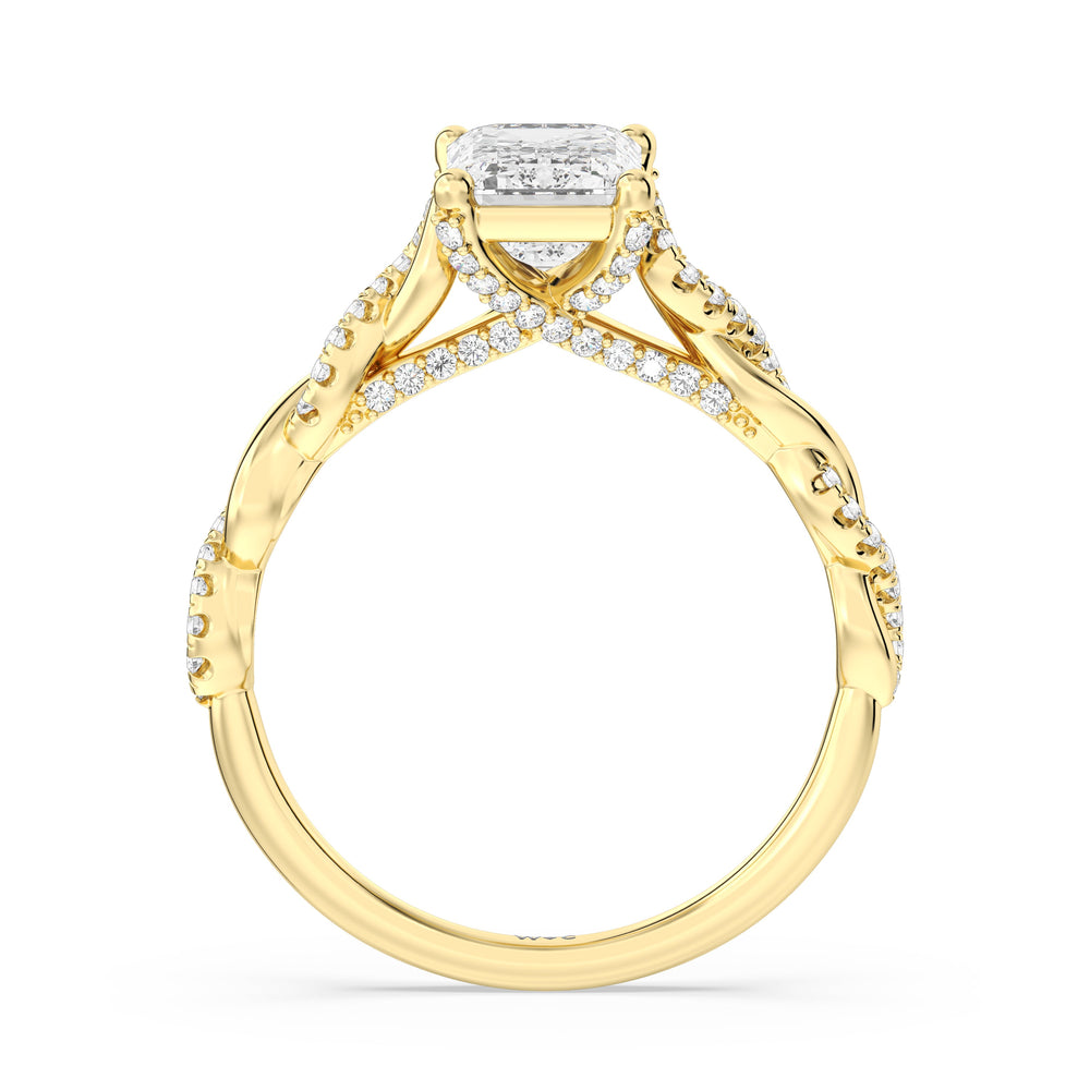 Emerald Cut Fine Glamour Twisted Diamond Engagement Ring with Lab Grown Diamond in 14KT Yellow Gold view 2
