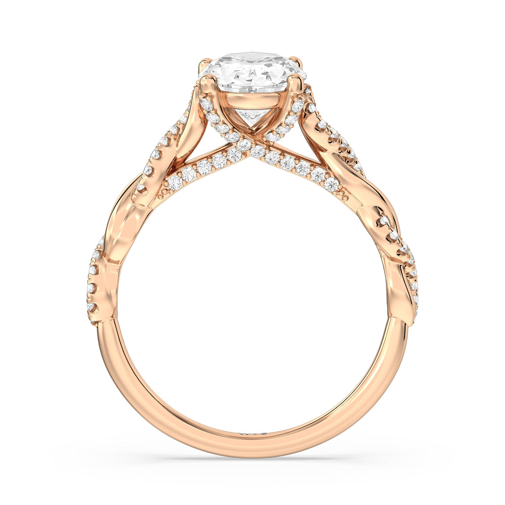Oval Cut Fine Glamour Twisted Diamond Engagement Ring with Lab Grown Diamond in 14KT Rose Gold view 2
