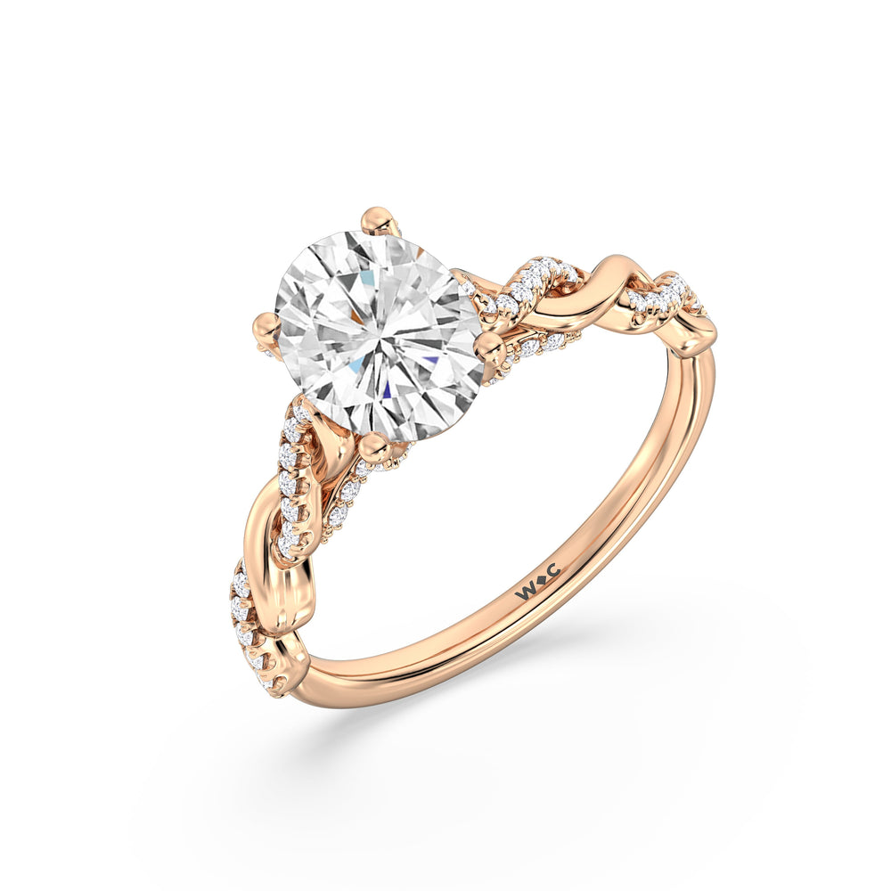 Oval Cut Fine Glamour Twisted Diamond Engagement Ring with Lab Grown Diamond in 14KT Rose Gold view 3
