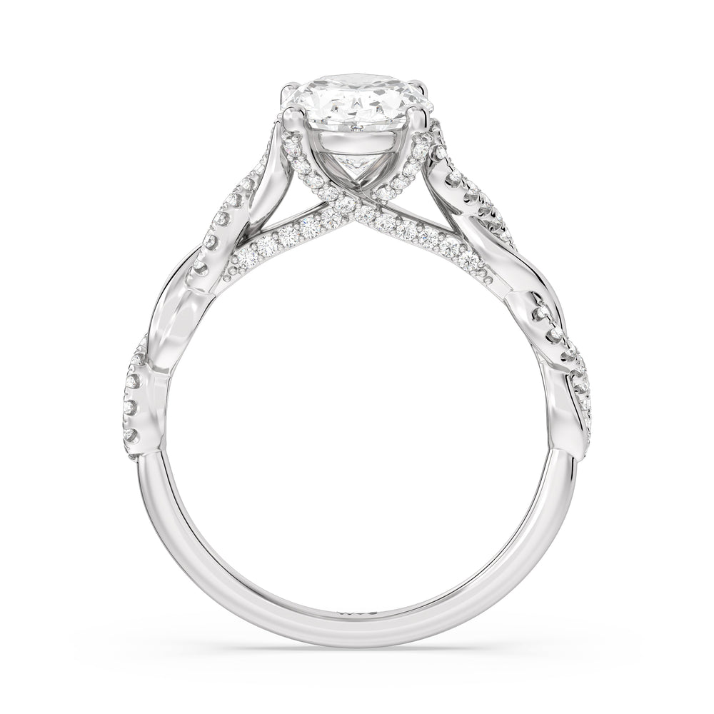 Oval Cut Fine Glamour Twisted Diamond Engagement Ring with Lab Grown Diamond in 14KT Platinum view 2
