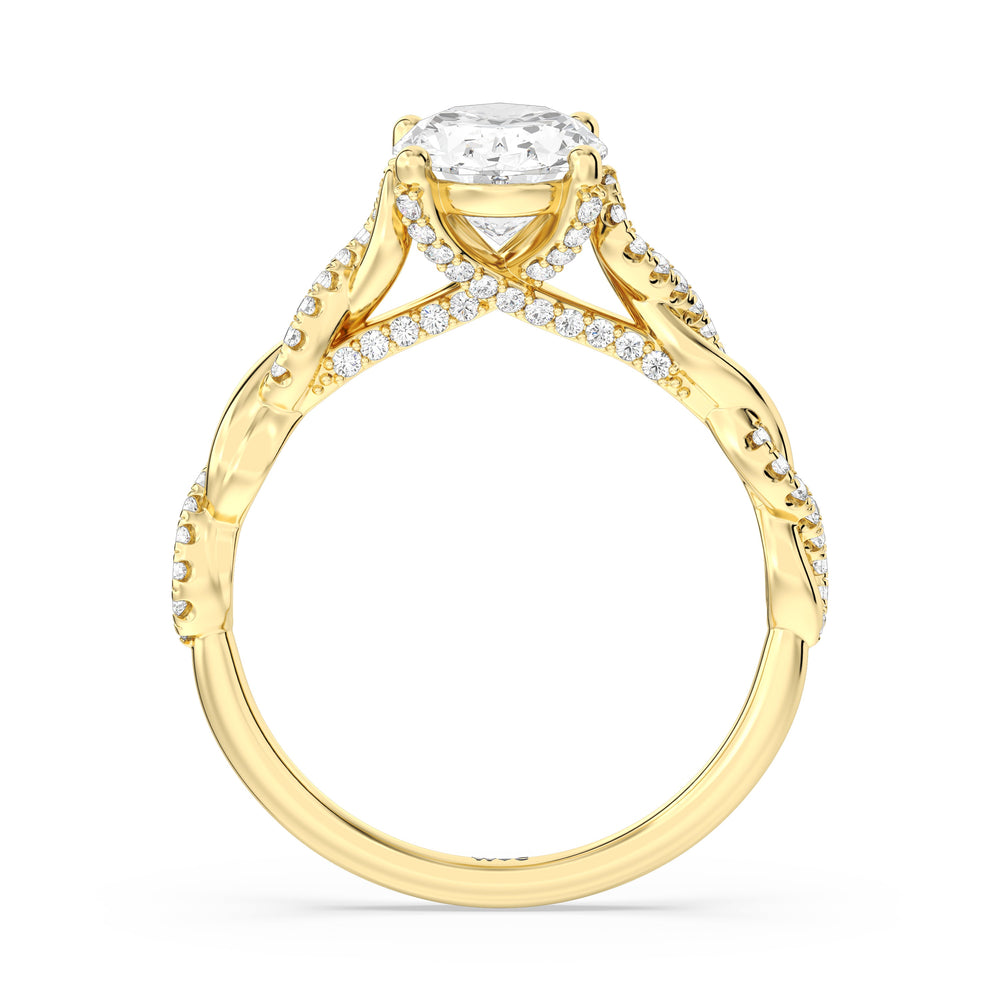 Oval Cut Fine Glamour Twisted Diamond Engagement Ring with Lab Grown Diamond in 14KT Yellow Gold view 2
