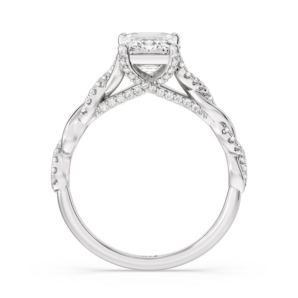 Radiant Cut Fine Glamour Twisted Diamond Engagement Ring with Lab Grown Diamond in 14KT Platinum view 2
