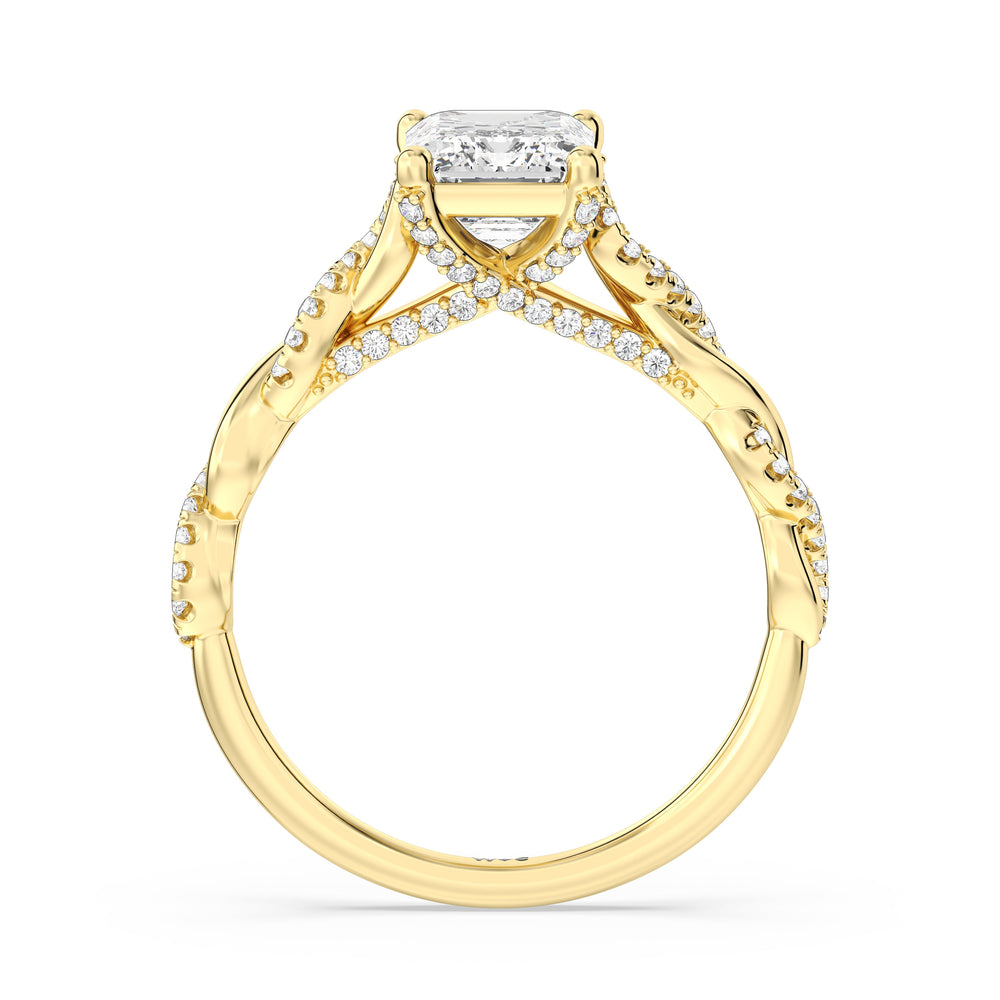 Radiant Cut Fine Glamour Twisted Diamond Engagement Ring with Lab Grown Diamond in 14KT Yellow Gold view 2
