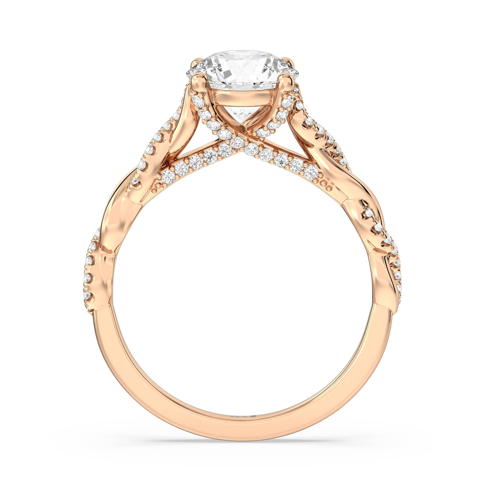 Round Cut Fine Glamour Twisted Diamond Engagement Ring with Lab Grown Diamond in 14KT Rose Gold view 2
