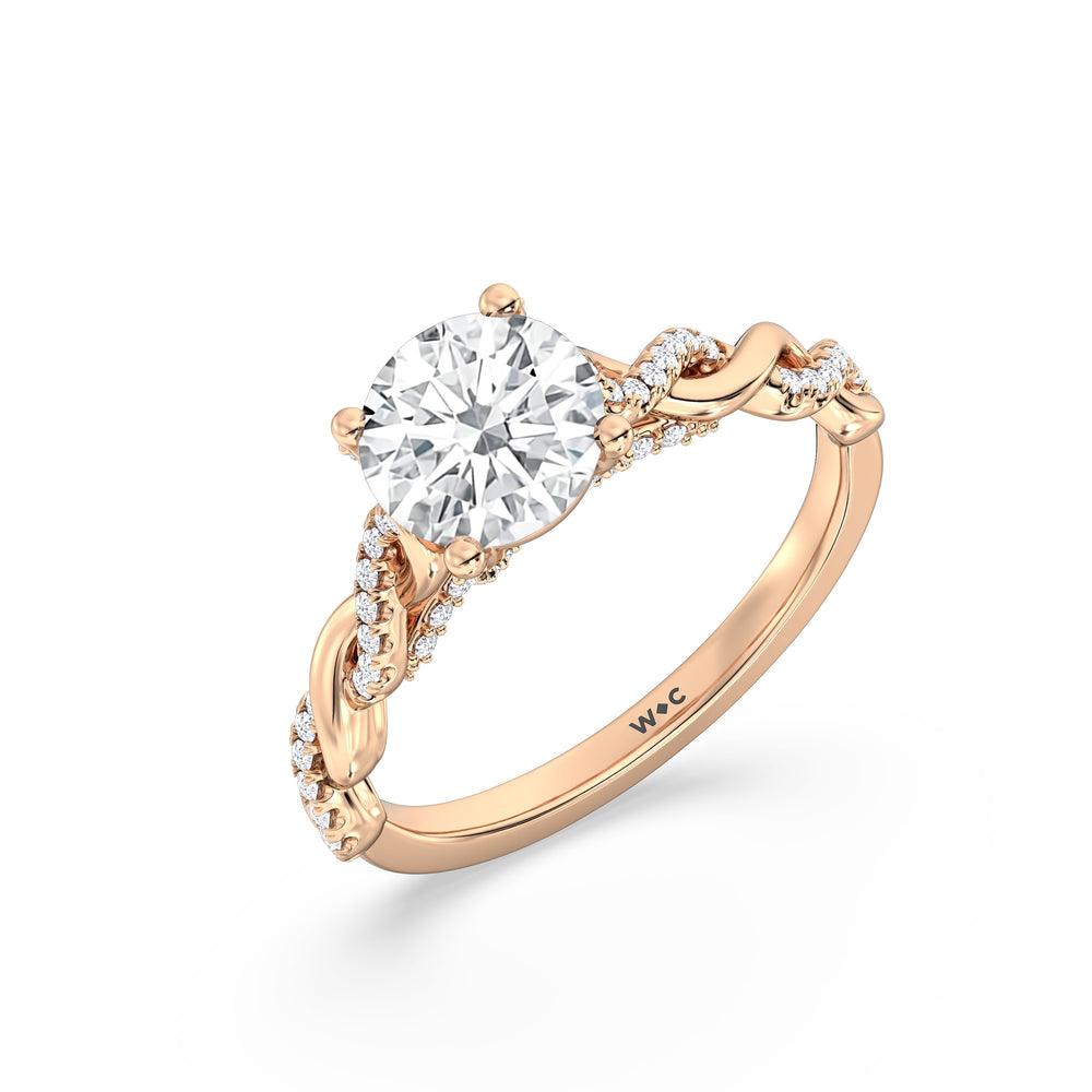 Round Cut Fine Glamour Twisted Diamond Engagement Ring with Lab Grown Diamond in 14KT Rose Gold view 3
