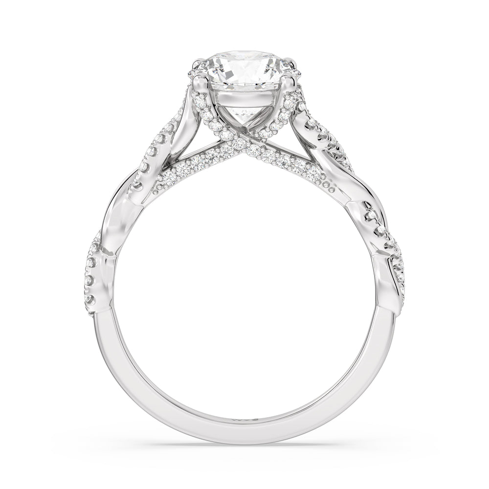 Round Cut Fine Glamour Twisted Diamond Engagement Ring with Lab Grown Diamond in 14KT Platinum view 2
