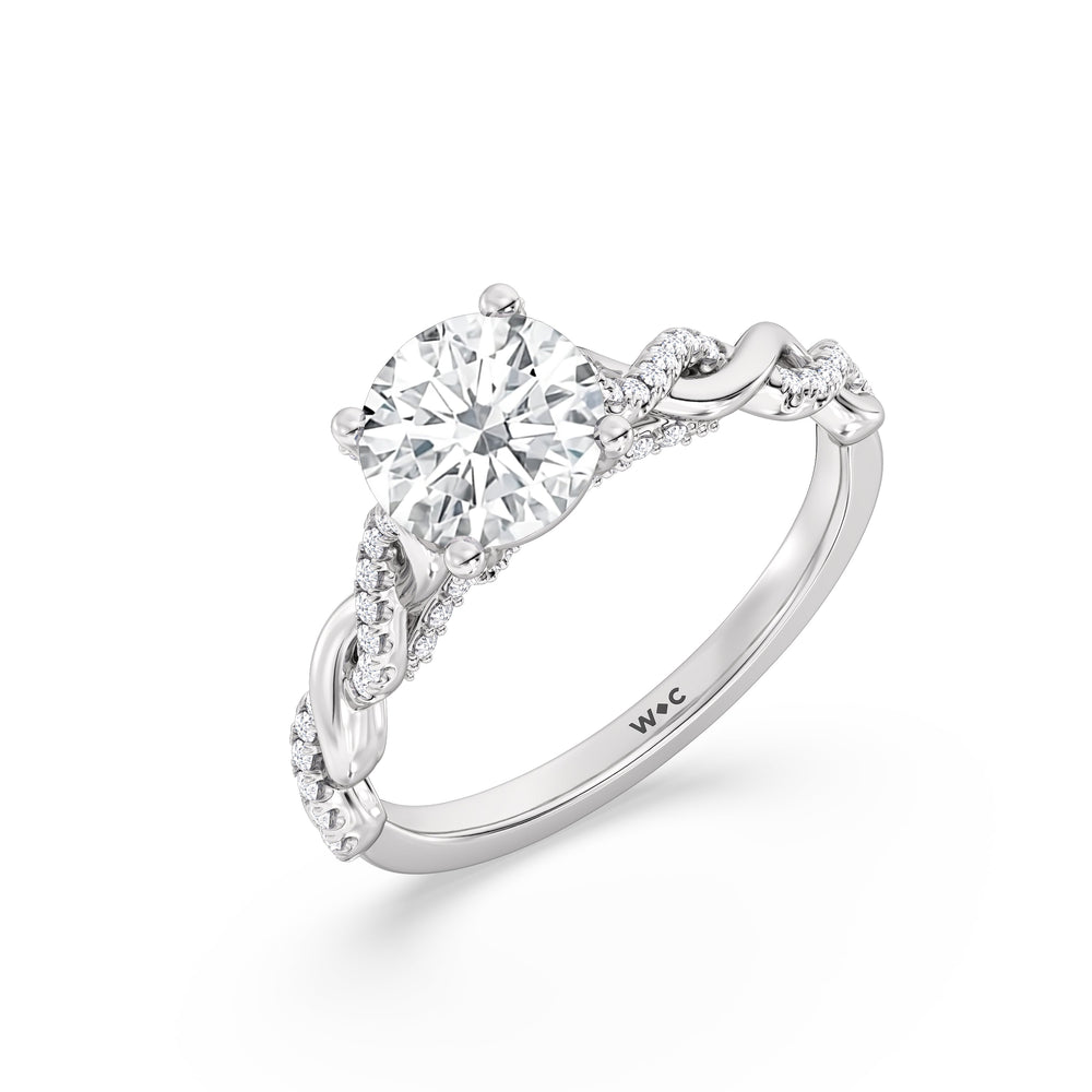 Round Cut Fine Glamour Twisted Diamond Engagement Ring with Lab Grown Diamond in 14KT Platinum view 3
