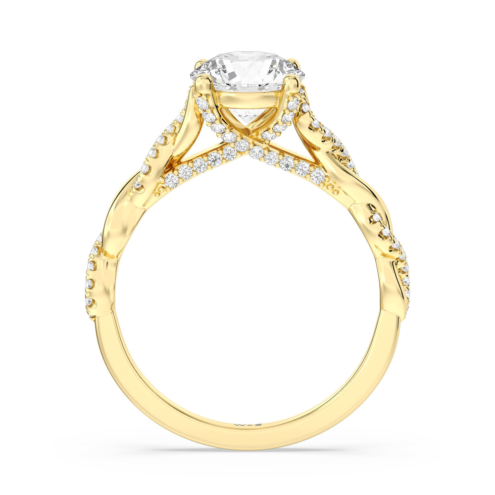 Round Cut Fine Glamour Twisted Diamond Engagement Ring with Lab Grown Diamond in 14KT Yellow Gold view 2
