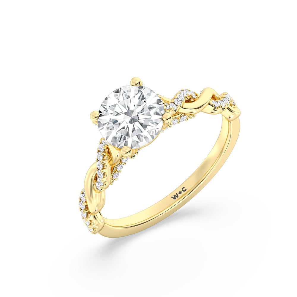 Round Cut Fine Glamour Twisted Diamond Engagement Ring with Lab Grown Diamond in 14KT Yellow Gold view 3
