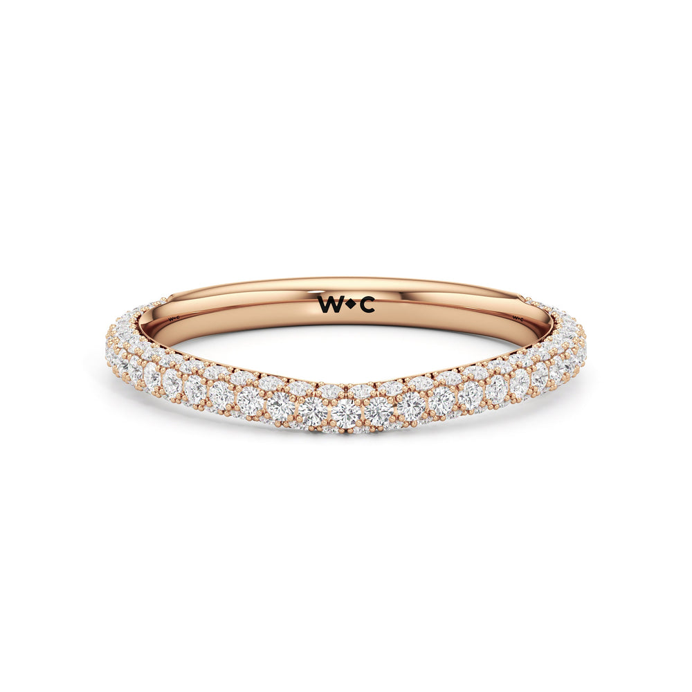 The Amelia Three Stone Diamond Wedding Band with 18KT Rose Gold Cut Diamond in 14KT Rose Gold view 1
