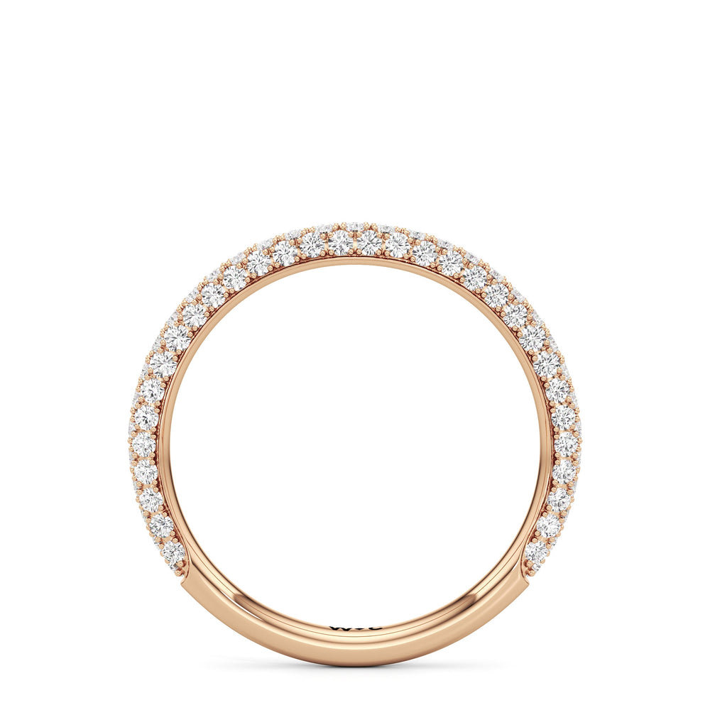 The Amelia Three Stone Diamond Wedding Band with 18KT Rose Gold Cut Diamond in 14KT Rose Gold view 2
