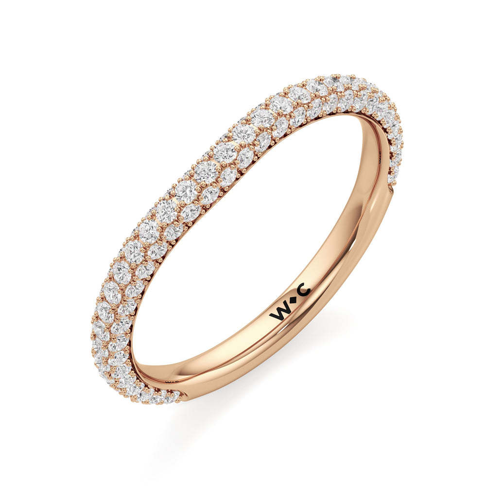 The Amelia Three Stone Diamond Wedding Band with 18KT Rose Gold Cut Diamond in 14KT Rose Gold view 3
