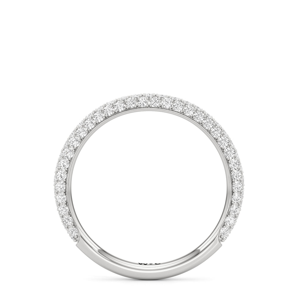 The Amelia Three Stone Diamond Wedding Band with Platinum Cut Diamond in 14KT Platinum view 2
