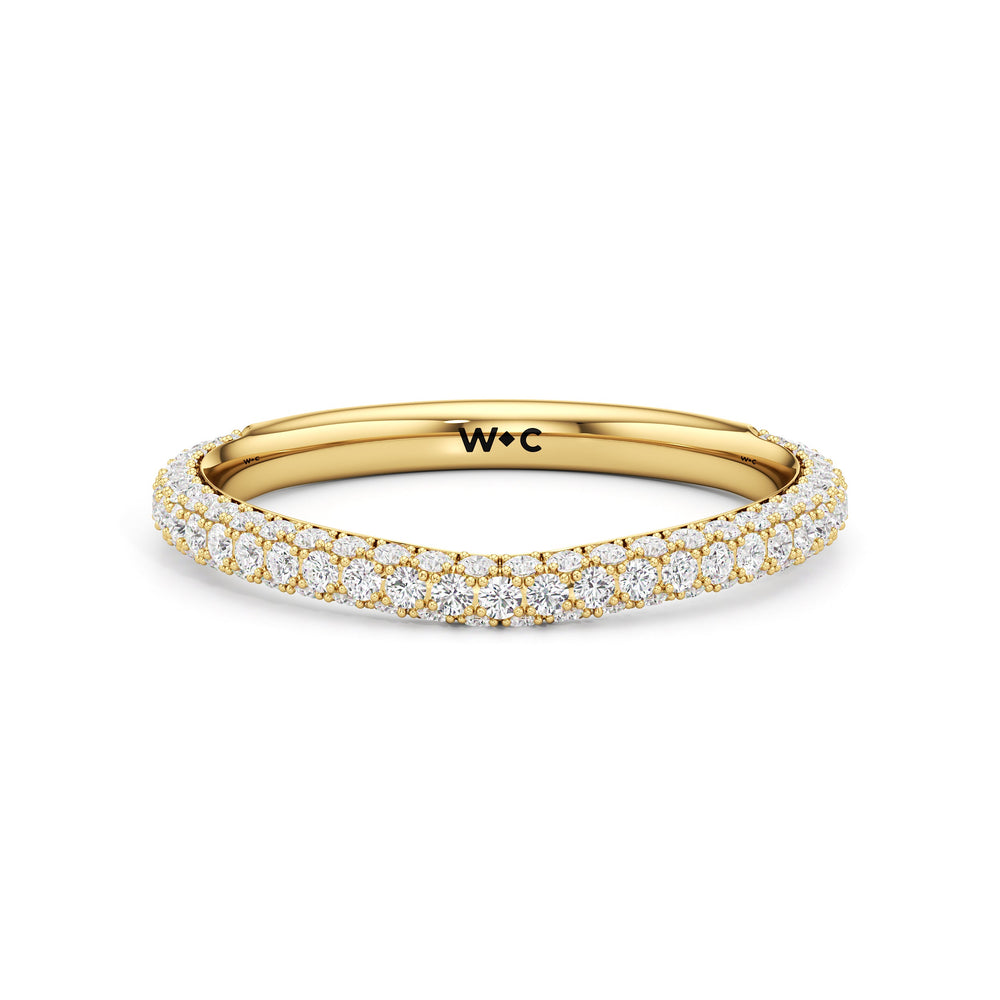 The Amelia Three Stone Diamond Wedding Band with 18KT Yellow Gold Cut Diamond in 14KT Yellow Gold view 1
