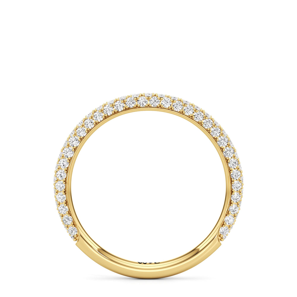 The Amelia Three Stone Diamond Wedding Band with 18KT Yellow Gold Cut Diamond in 14KT Yellow Gold view 2
