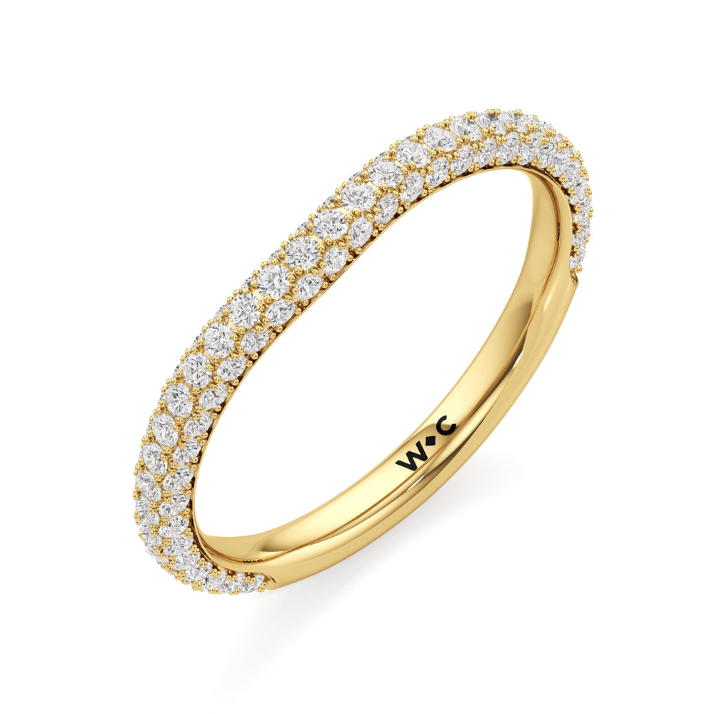 The Amelia Three Stone Diamond Wedding Band with 18KT Yellow Gold Cut Diamond in 14KT Yellow Gold view 3
