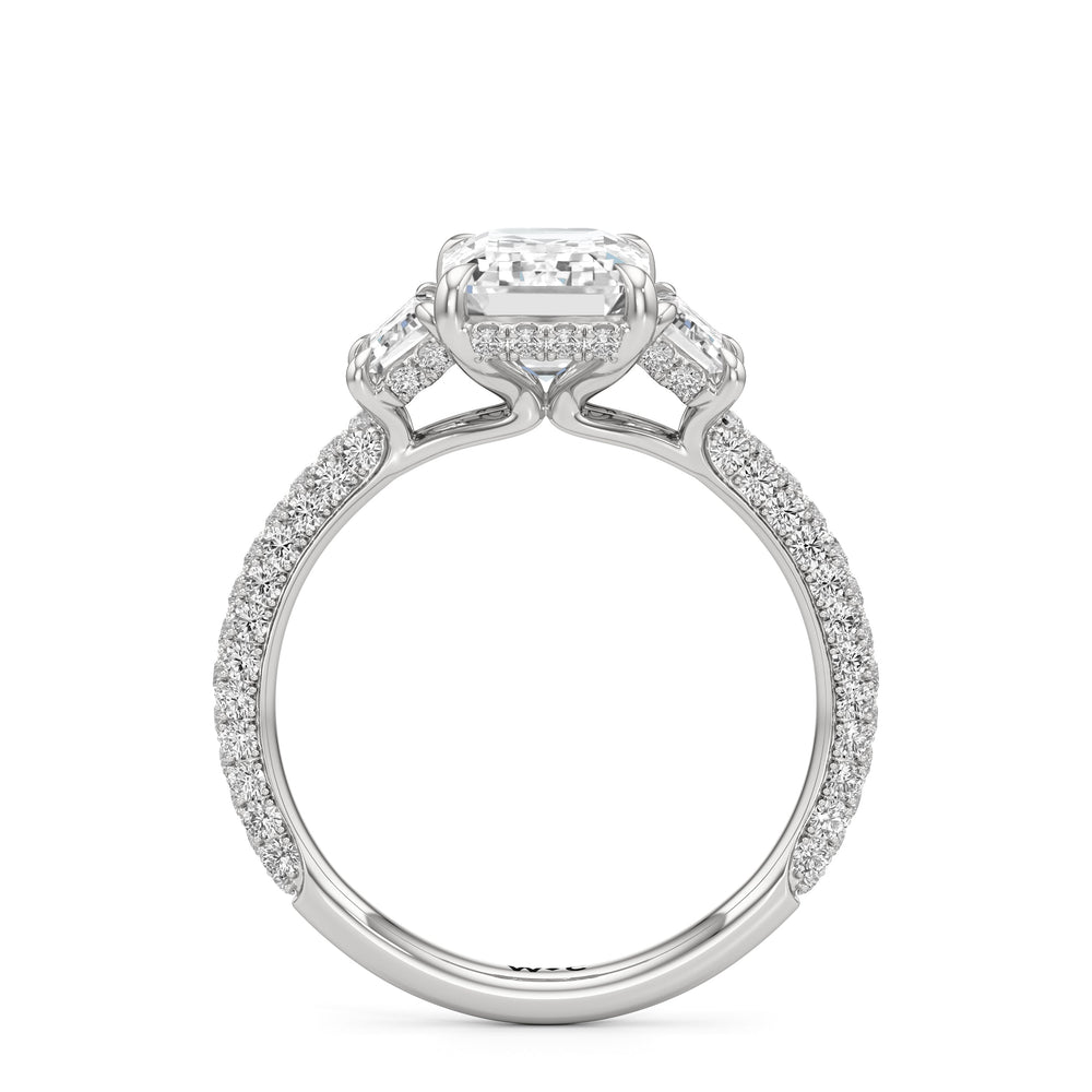 Emerald Cut The Amelia Three Stone Engagement Ring with Lab Grown Diamond in 14KT Platinum view 2
