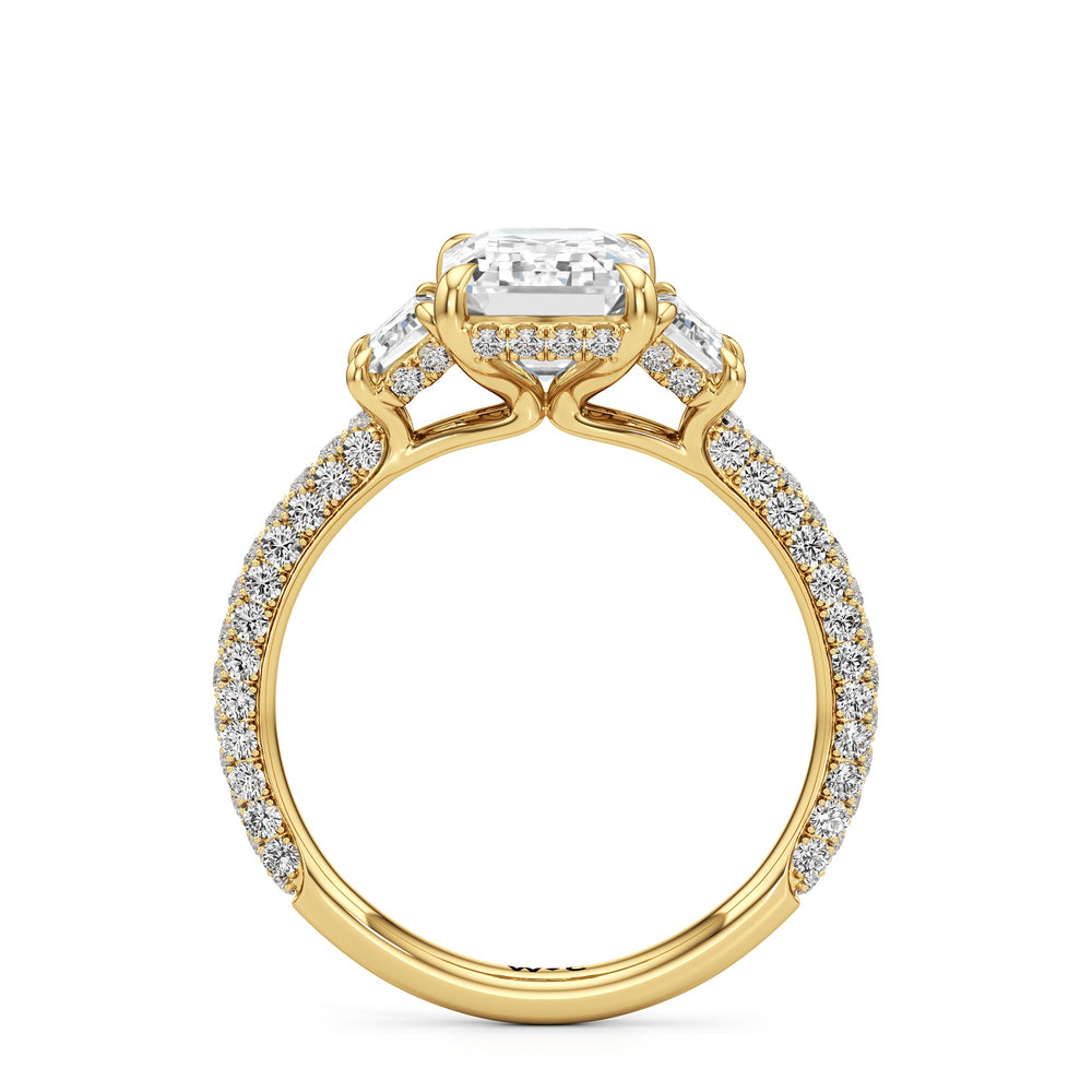 Emerald Cut The Amelia Three Stone Engagement Ring with Lab Grown Diamond in 14KT Yellow Gold view 2
