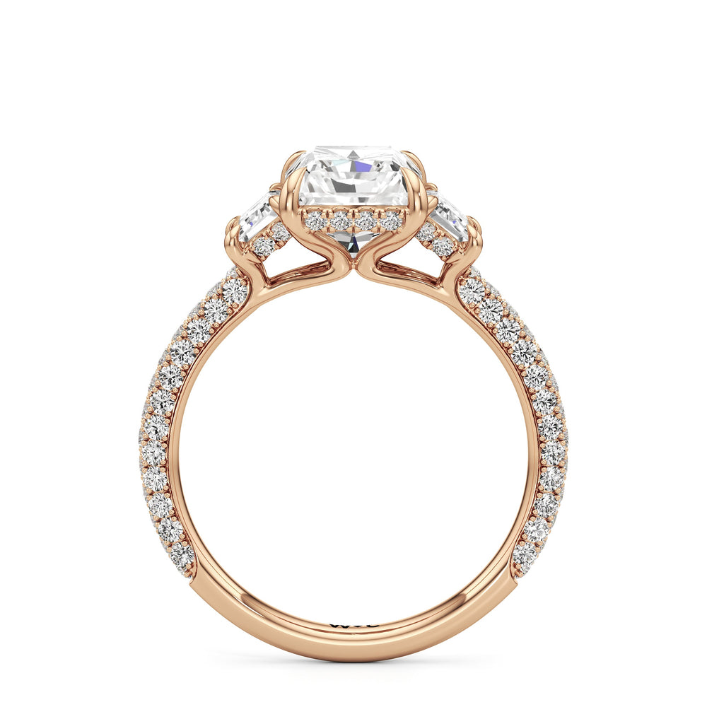 Radiant Cut The Amelia Three Stone Engagement Ring with Lab Grown Diamond in 14KT Rose Gold view 2
