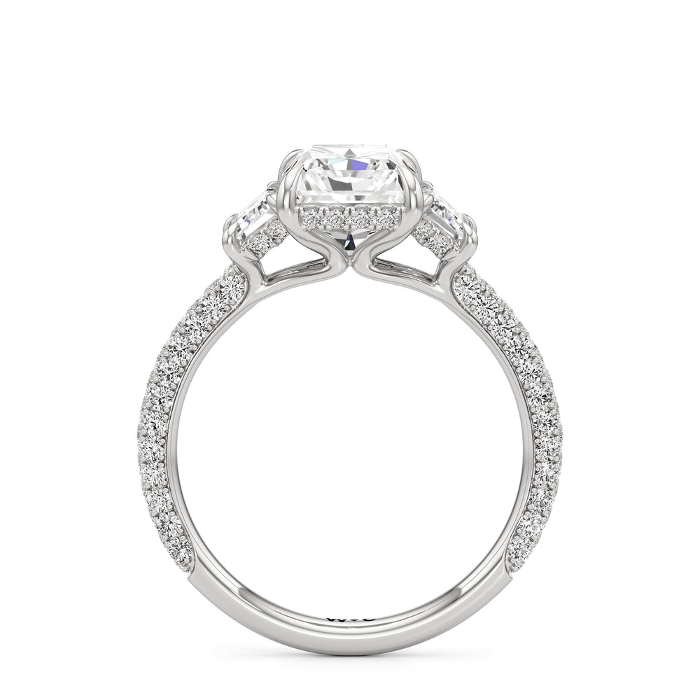 Radiant Cut The Amelia Three Stone Engagement Ring with Lab Grown Diamond in 14KT Platinum view 2
