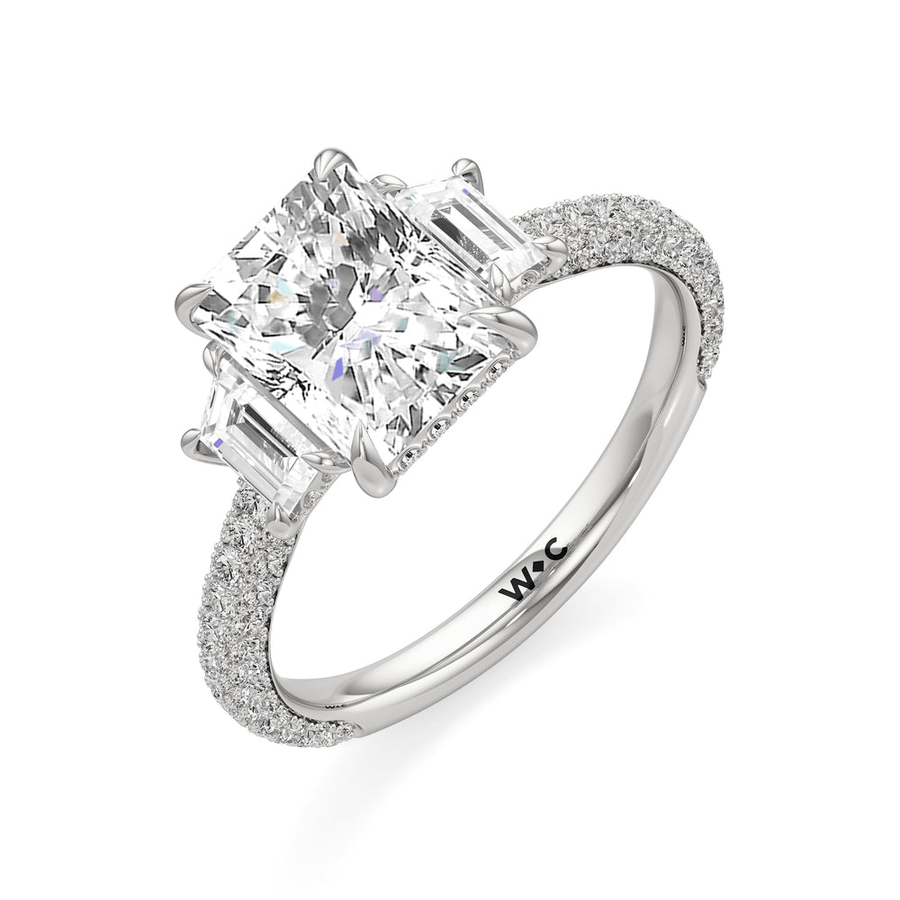 Radiant Cut The Amelia Three Stone Engagement Ring with Lab Grown Diamond in 14KT Platinum view 3
