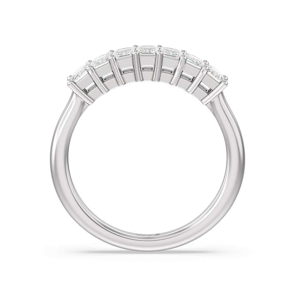 Seven Stone Emerald Cut Diamond Ring (F/G SI+) with Platinum / Natural / 1 Cut Diamond in 14KT Platinum / Natural / 1 view 2
