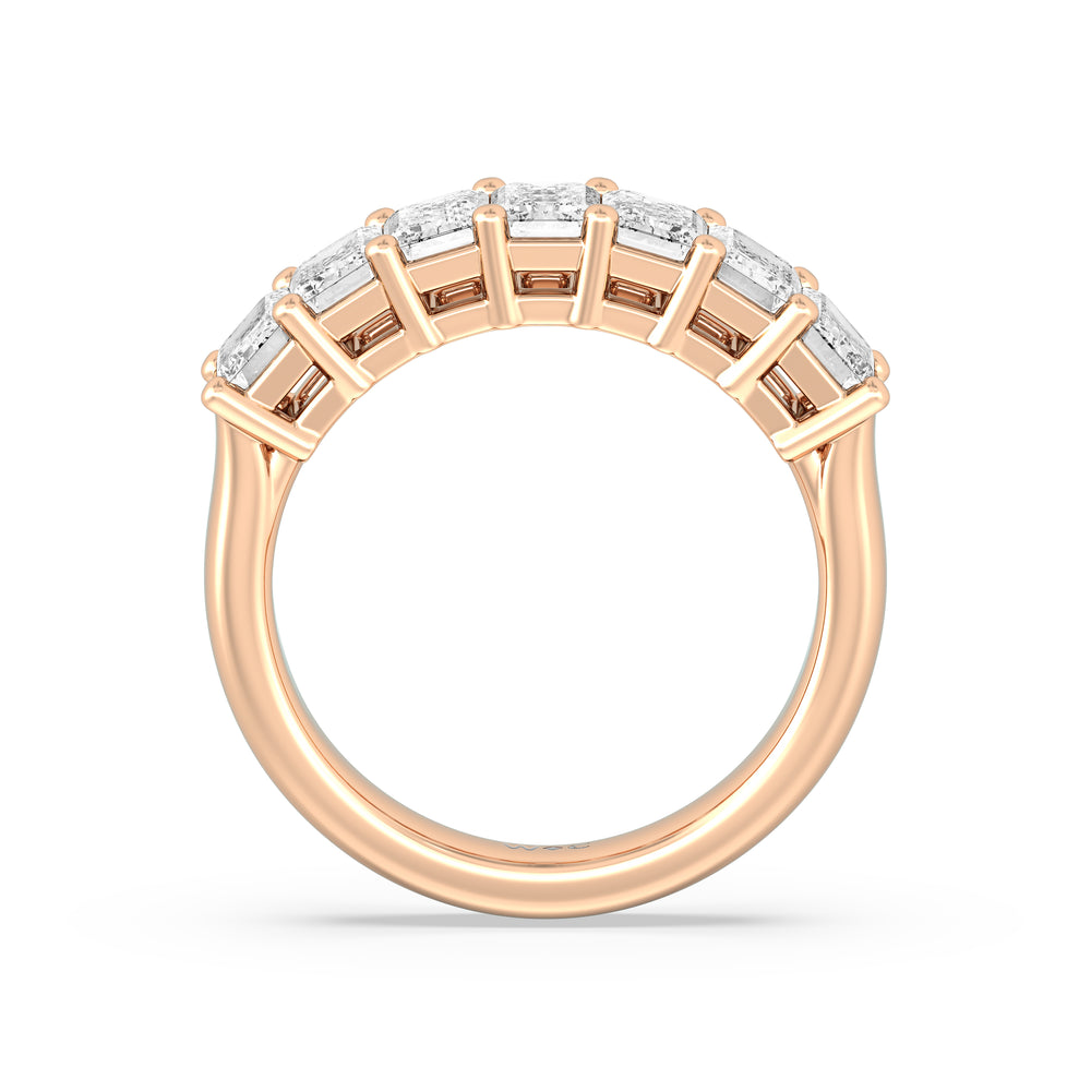 Seven Stone Emerald Cut Diamond Ring (F/G SI+) with 18KT Rose Gold / Natural / 2 Cut Diamond in 14KT Rose Gold / Natural / 2 view 2

