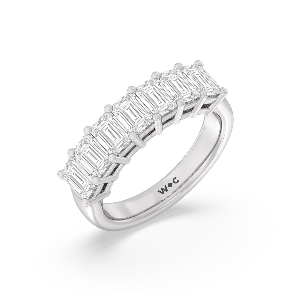 Seven Stone Emerald Cut Diamond Ring (F/G SI+) with Platinum / Natural / 2 Cut Diamond in 14KT Platinum / Natural / 2 view 3
