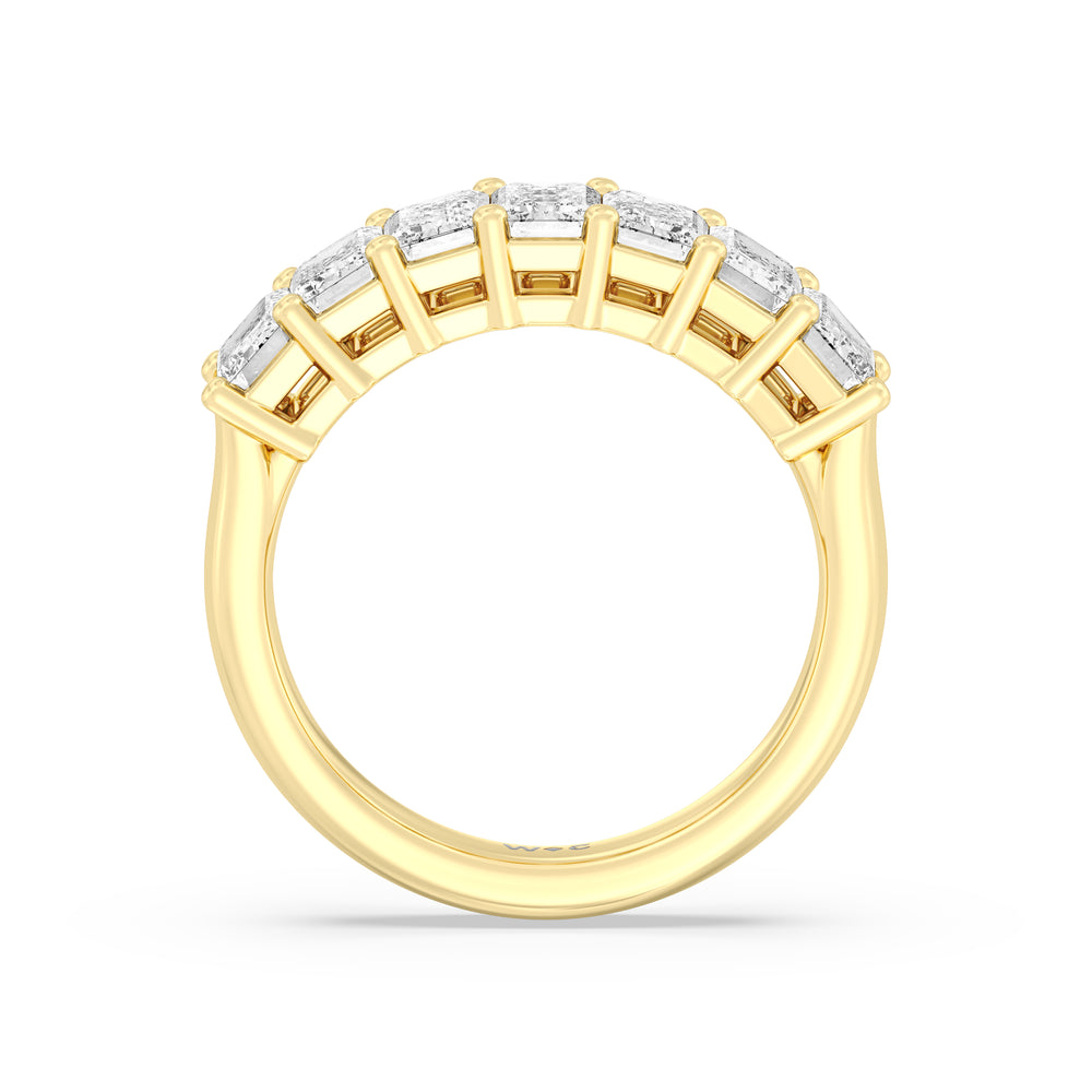 Seven Stone Emerald Cut Diamond Ring (F/G SI+) with 18KT Yellow Gold / Natural / 2 Cut Diamond in 14KT Yellow Gold / Natural / 2 view 2
