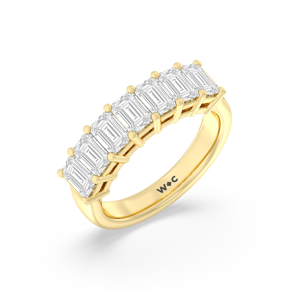 Seven Stone Emerald Cut Diamond Ring (F/G SI+) with 18KT Yellow Gold / Natural / 2 Cut Diamond in 14KT Yellow Gold / Natural / 2 view 3
