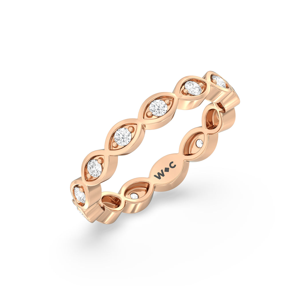 Round Diamond Marquise Bezel Eternity Ring with 18KT Rose Gold / Lab / 3/8 Cut Diamond in 14KT Rose Gold / Lab / 3/8 view 3
