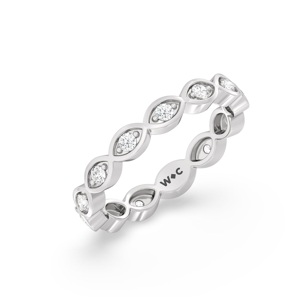 Round Diamond Marquise Bezel Eternity Ring with Platinum / Lab / 3/8 Cut Diamond in 14KT Platinum / Lab / 3/8 view 3

