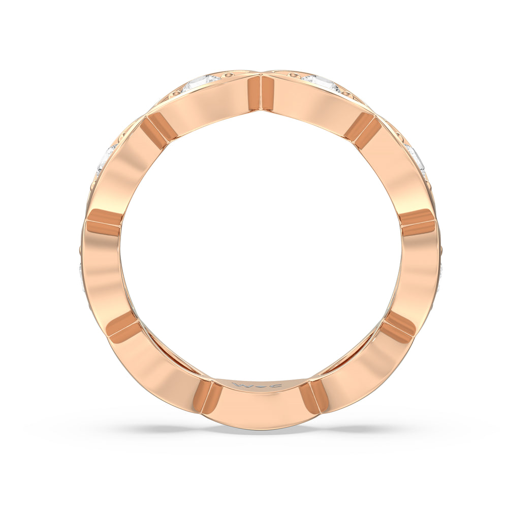 Round Diamond Marquise Bezel Eternity Ring with 18KT Rose Gold / Lab / 3/4 Cut Diamond in 14KT Rose Gold / Lab / 3/4 view 2
