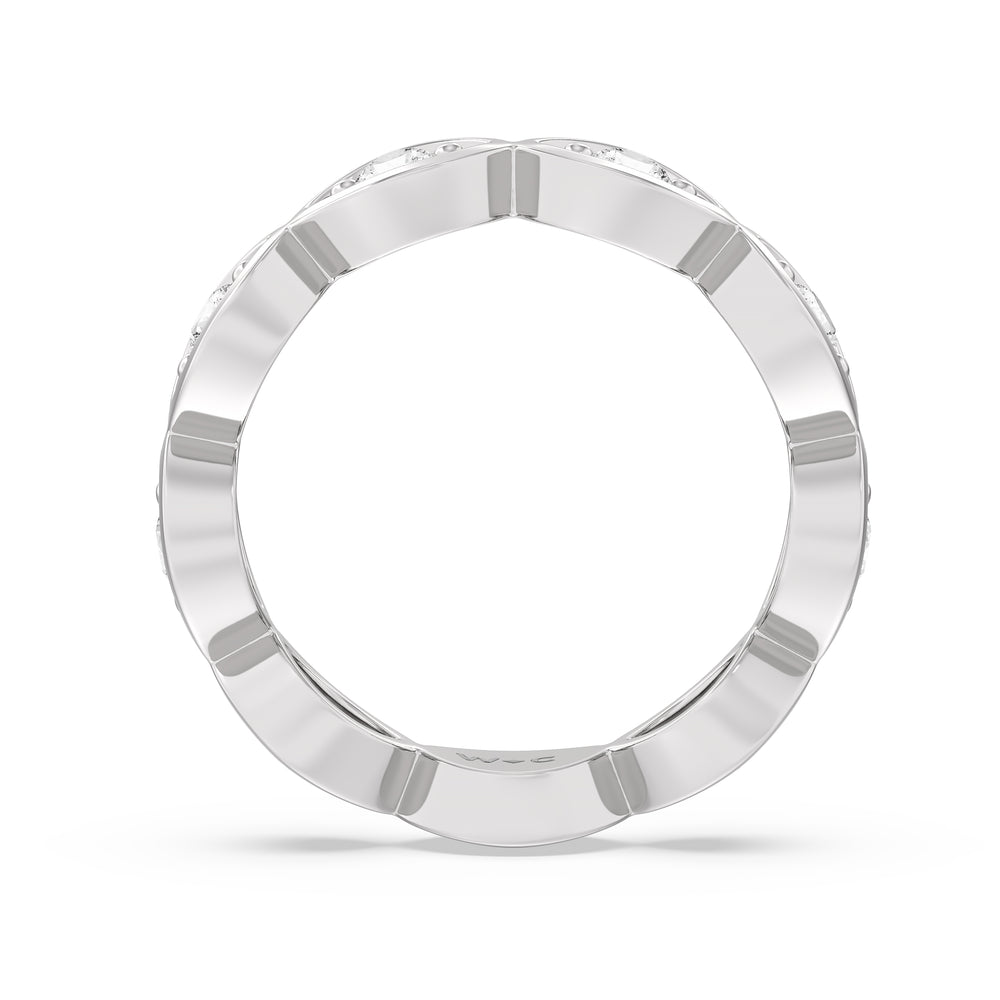 Round Diamond Marquise Bezel Eternity Ring with Platinum / Lab / 3/4 Cut Diamond in 14KT Platinum / Lab / 3/4 view 2

