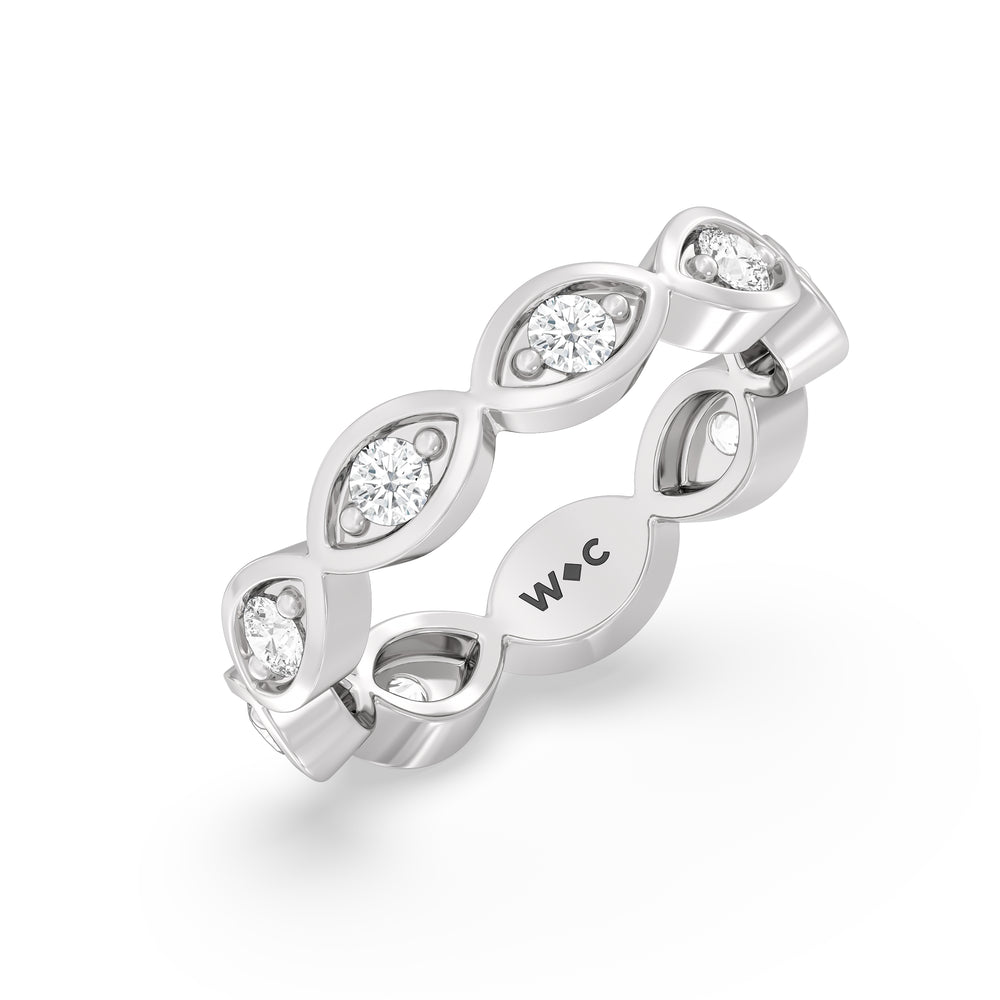 Round Diamond Marquise Bezel Eternity Ring with Platinum / Lab / 3/4 Cut Diamond in 14KT Platinum / Lab / 3/4 view 3
