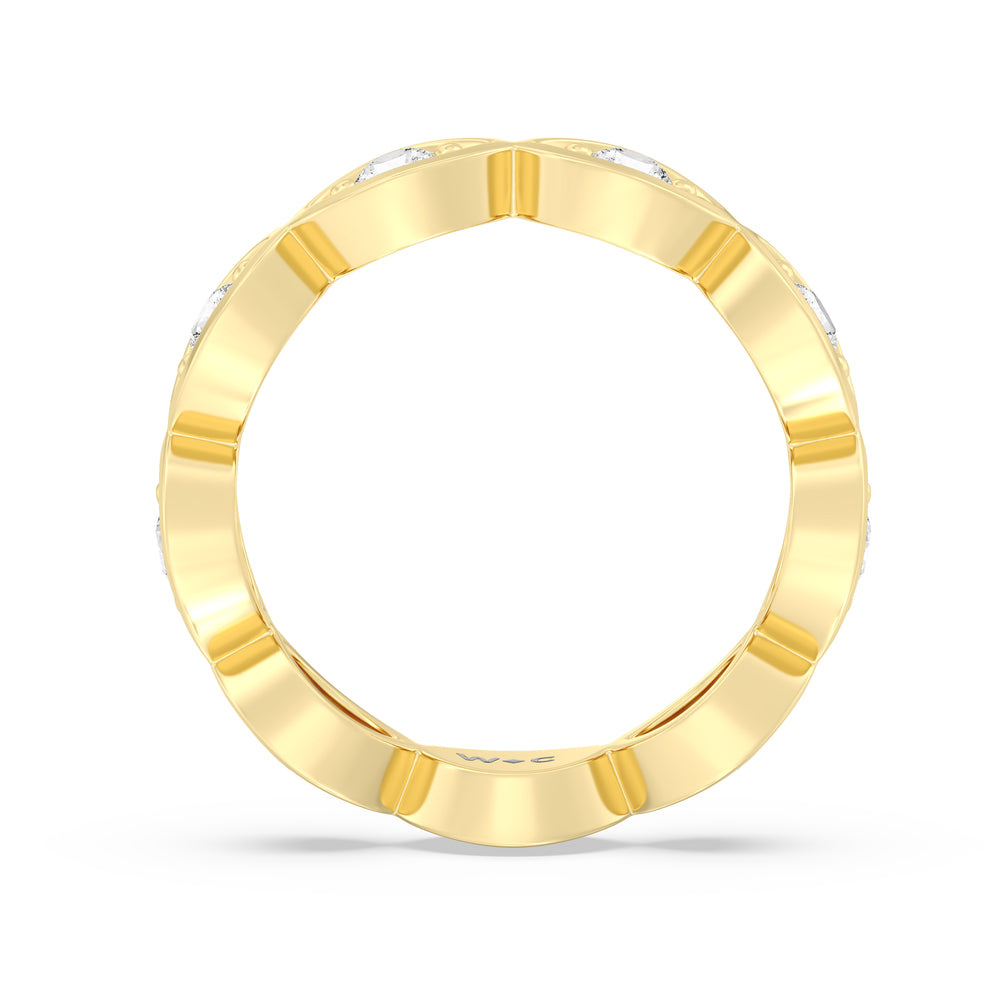 Round Diamond Marquise Bezel Eternity Ring with 18KT Yellow Gold / Lab / 3/4 Cut Diamond in 14KT Yellow Gold / Lab / 3/4 view 2
