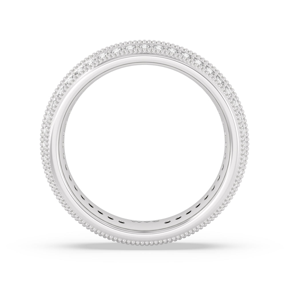 Double Row Diamond Beaded Eternity Ring with Platinum / Lab / 1 Cut Diamond in 14KT Platinum / Lab / 1 view 2
