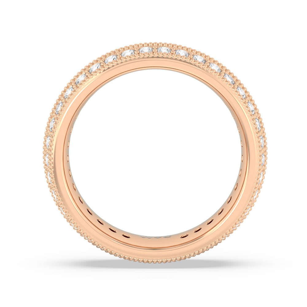 Double Row Diamond Beaded Eternity Ring with 18KT Rose Gold / Lab / 1 3/8 Cut Diamond in 14KT Rose Gold / Lab / 1 3/8 view 2
