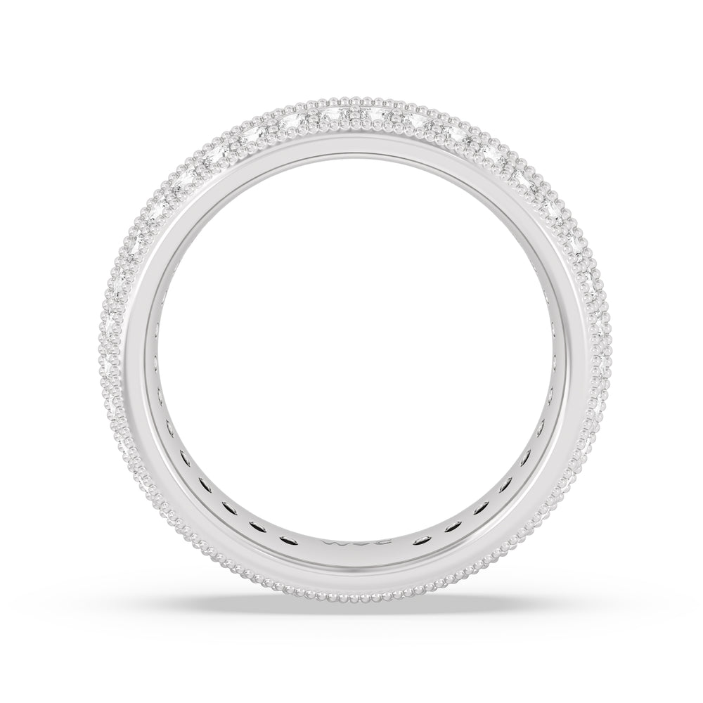 Double Row Diamond Beaded Eternity Ring with Platinum / Lab / 1 3/8 Cut Diamond in 14KT Platinum / Lab / 1 3/8 view 2
