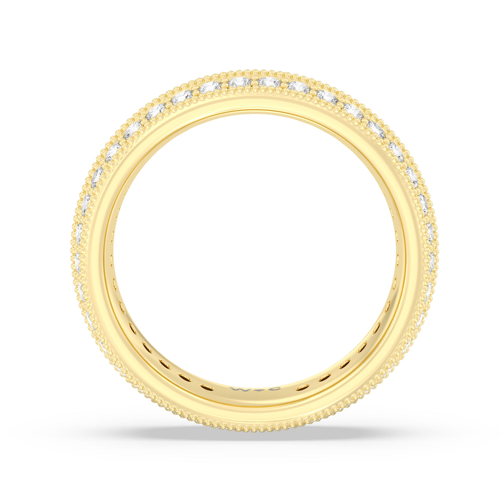 Double Row Diamond Beaded Eternity Ring with 18KT Yellow Gold / Lab / 1 3/8 Cut Diamond in 14KT Yellow Gold / Lab / 1 3/8 view 2

