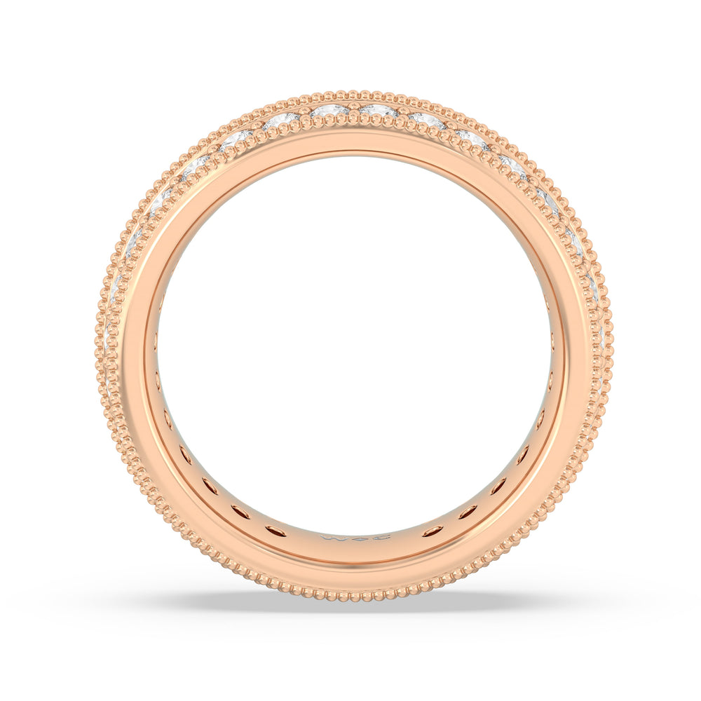 Double Row Diamond Beaded Eternity Ring with 18KT Rose Gold / Lab / 2 Cut Diamond in 14KT Rose Gold / Lab / 2 view 2
